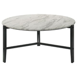 Tandi Faux White Marble/Black Round Coffee Table from Coaster - Luna Furniture