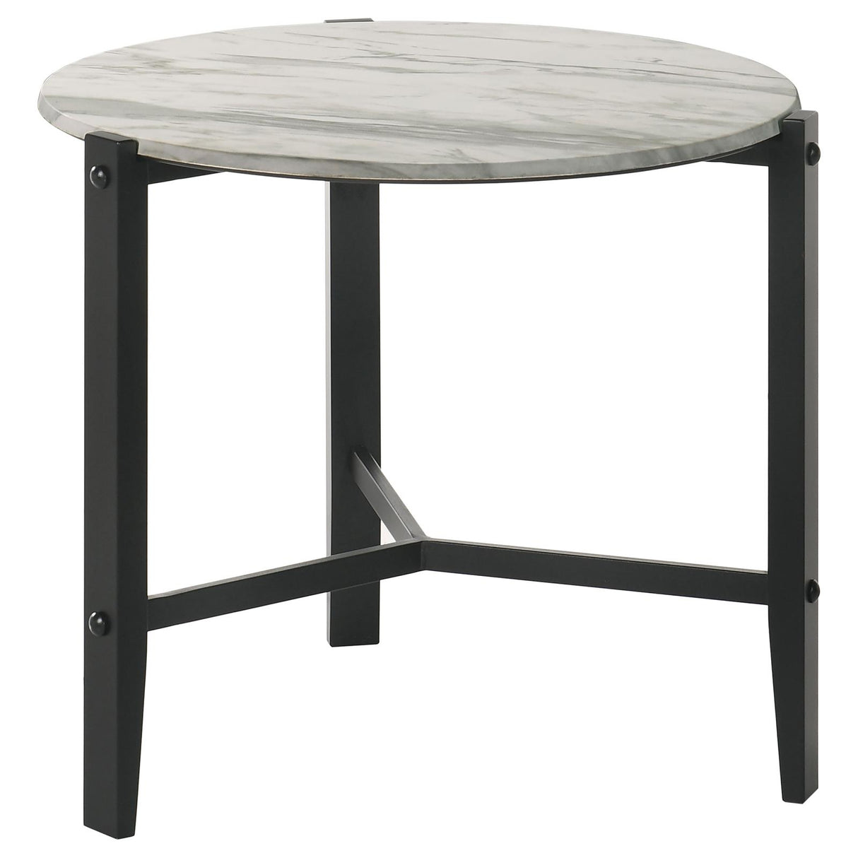 Tandi Round End Table Faux White Marble/Black from Coaster - Luna Furniture