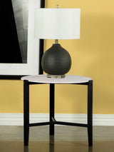 Tandi Round End Table Faux White Marble/Black from Coaster - Luna Furniture