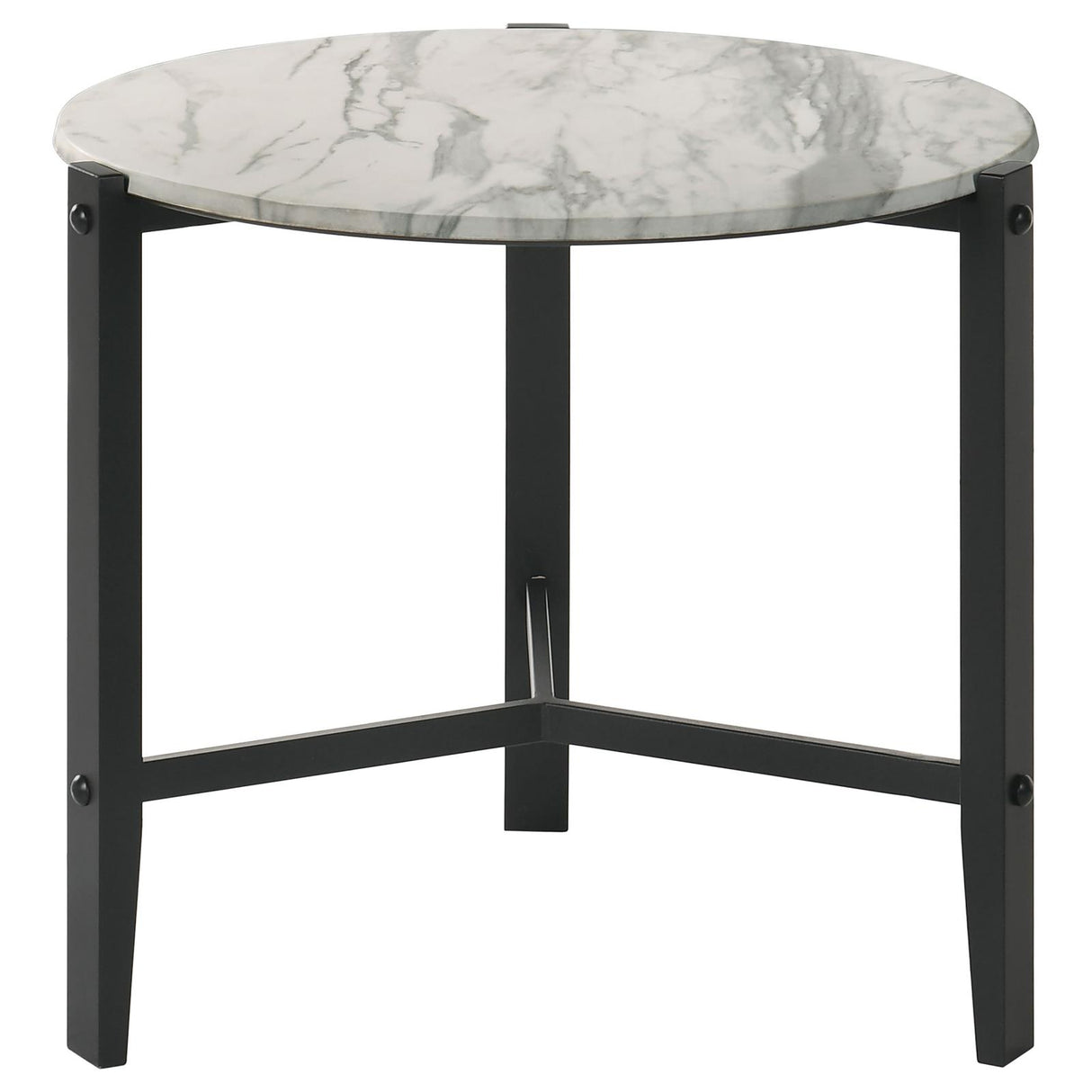 Tandi Round End Table Faux White Marble/Black from Coaster - Luna Furniture