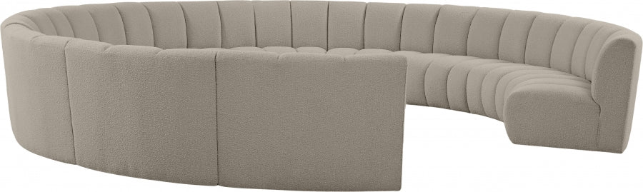 Infinity Taupe Boucle Fabric 11pc. Sectional from Meridian - Luna Furniture