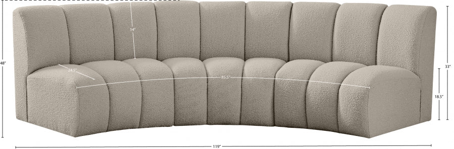 Infinity Taupe Boucle Fabric Sofa from Meridian - Luna Furniture