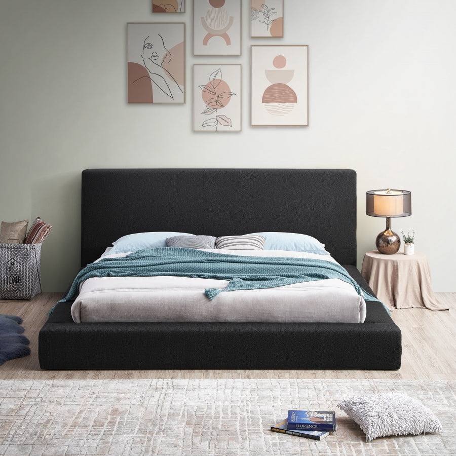 Terra Boucle Fabric Queen Bed Black from Meridian - Luna Furniture