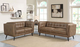 Thatcher 2-piece Upholstered Button Tufted Living Room Set Brown - 509421-S2 - Luna Furniture