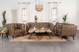 Thatcher 3-Piece Upholstered Button Tufted Living Room Set Brown from Coaster - Luna Furniture