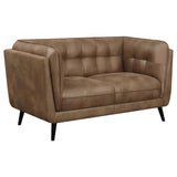 Thatcher Upholstered Button Tufted Loveseat Brown - 509422 - Luna Furniture