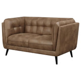 Thatcher Upholstered Button Tufted Loveseat Brown - 509422 - Luna Furniture