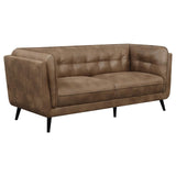 Thatcher Upholstered Button Tufted Sofa Brown - 509421 - Luna Furniture