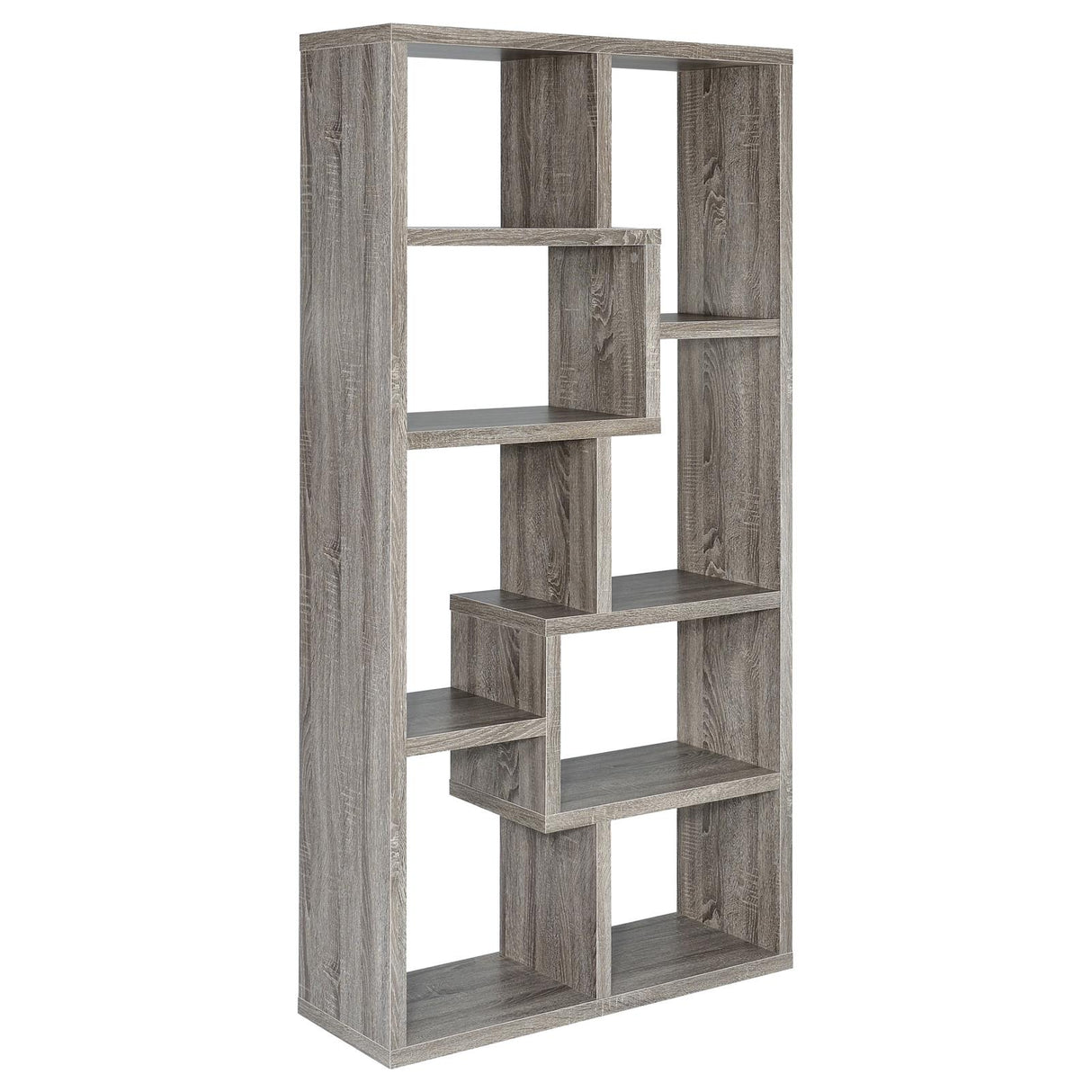 Theo Weathered Gray 10-Shelf Bookcase from Coaster - Luna Furniture