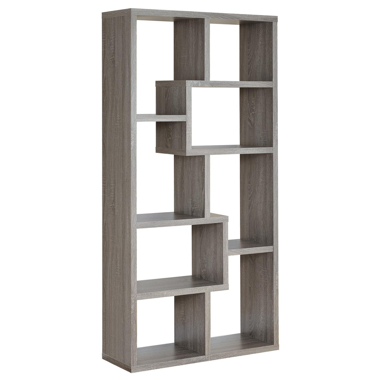 Theo Weathered Gray 10-Shelf Bookcase from Coaster - Luna Furniture