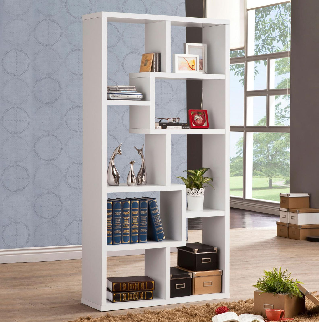 Theo White 10-Shelf Bookcase from Coaster - Luna Furniture