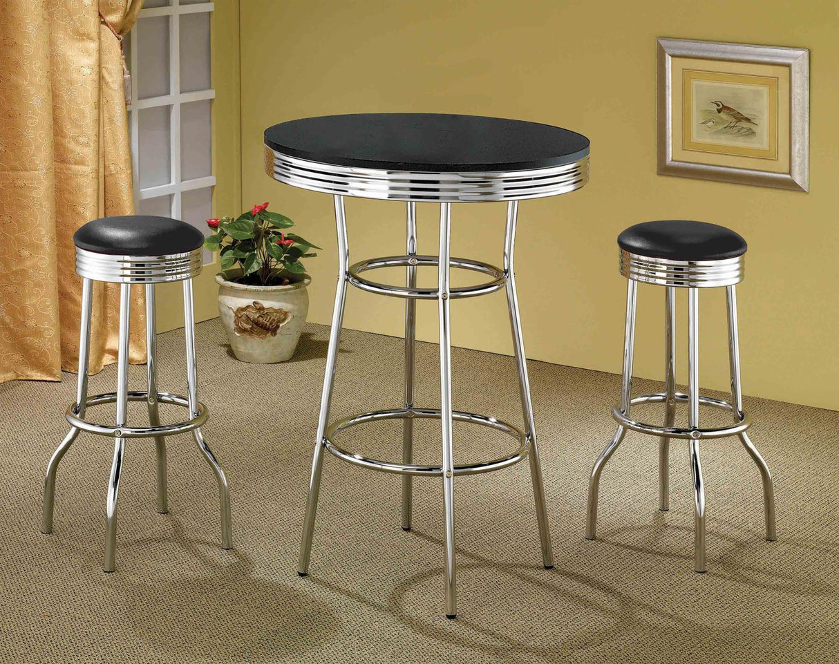 Theodore Black/Chrome Round Bar Table from Coaster - Luna Furniture