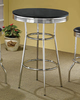 Theodore Black/Chrome Round Bar Table from Coaster - Luna Furniture