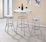 Theodore Chrome/Glossy White Round Bar Table from Coaster - Luna Furniture