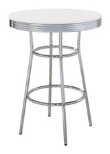 Theodore Chrome/Glossy White Round Bar Table from Coaster - Luna Furniture