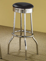 Theodore Black/Chrome Upholstered Top Bar Stools, Set of 2 from Coaster - Luna Furniture