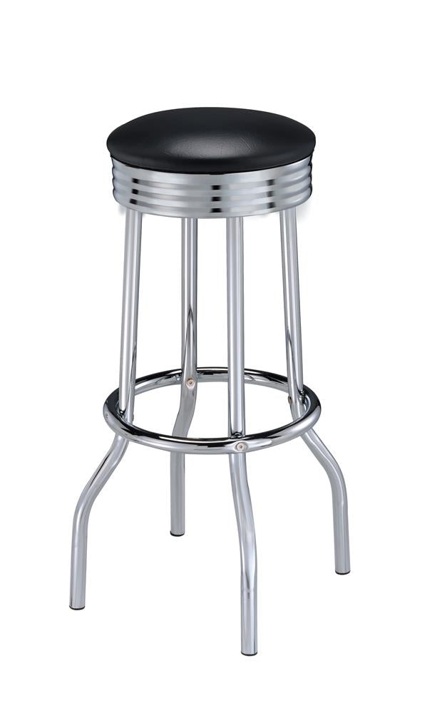 Theodore Black/Chrome Upholstered Top Bar Stools, Set of 2 from Coaster - Luna Furniture