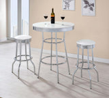 Theodore White/Chrome Upholstered Top Bar Stools, Set of 2 from Coaster - Luna Furniture