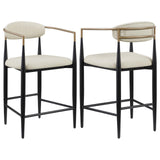 Tina Metal Counter Height Bar Stool with Upholstered Back and Seat Beige (Set of 2) from Coaster - Luna Furniture