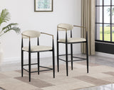 Tina Metal Counter Height Bar Stool with Upholstered Back and Seat Beige (Set of 2) from Coaster - Luna Furniture