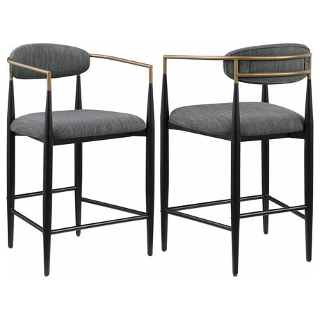 Tina Metal Counter Height Bar Stool with Upholstered Back and Seat Dark Grey (Set of 2) from Coaster - Luna Furniture