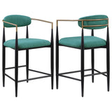 Tina Metal Counter Height Bar Stool with Upholstered Back and Seat Green (Set of 2) from Coaster - Luna Furniture