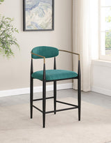 Tina Metal Counter Height Bar Stool with Upholstered Back and Seat Green (Set of 2) from Coaster - Luna Furniture