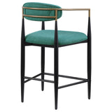 Tina Metal Counter Height Bar Stool with Upholstered Back and Seat Green (Set of 2) from Coaster - Luna Furniture