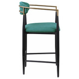 Tina Metal Counter Height Bar Stool with Upholstered Back and Seat Green (Set of 2) from Coaster - Luna Furniture