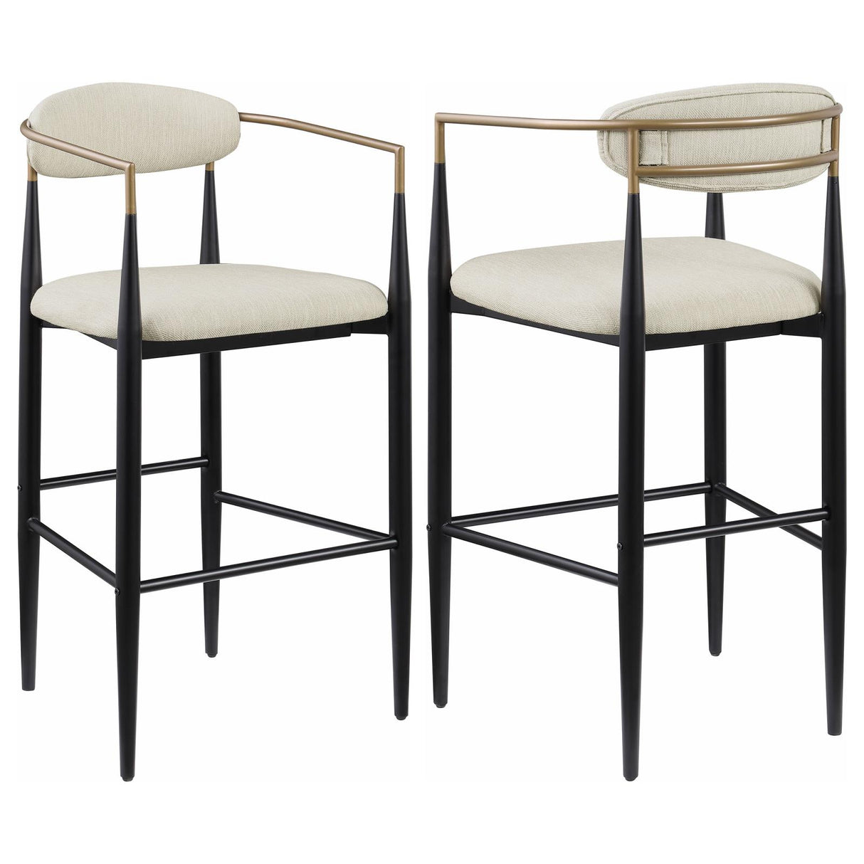 Tina Metal Pub Height Bar Stool with Upholstered Back and Seat Beige (Set of 2) from Coaster - Luna Furniture