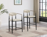 Tina Metal Pub Height Bar Stool with Upholstered Back and Seat Beige (Set of 2) from Coaster - Luna Furniture