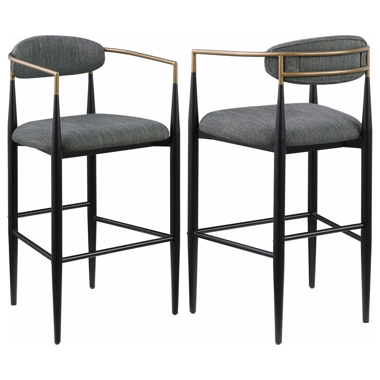 Tina Metal Pub Height Bar Stool with Upholstered Back and Seat Dark Grey (Set of 2) from Coaster - Luna Furniture