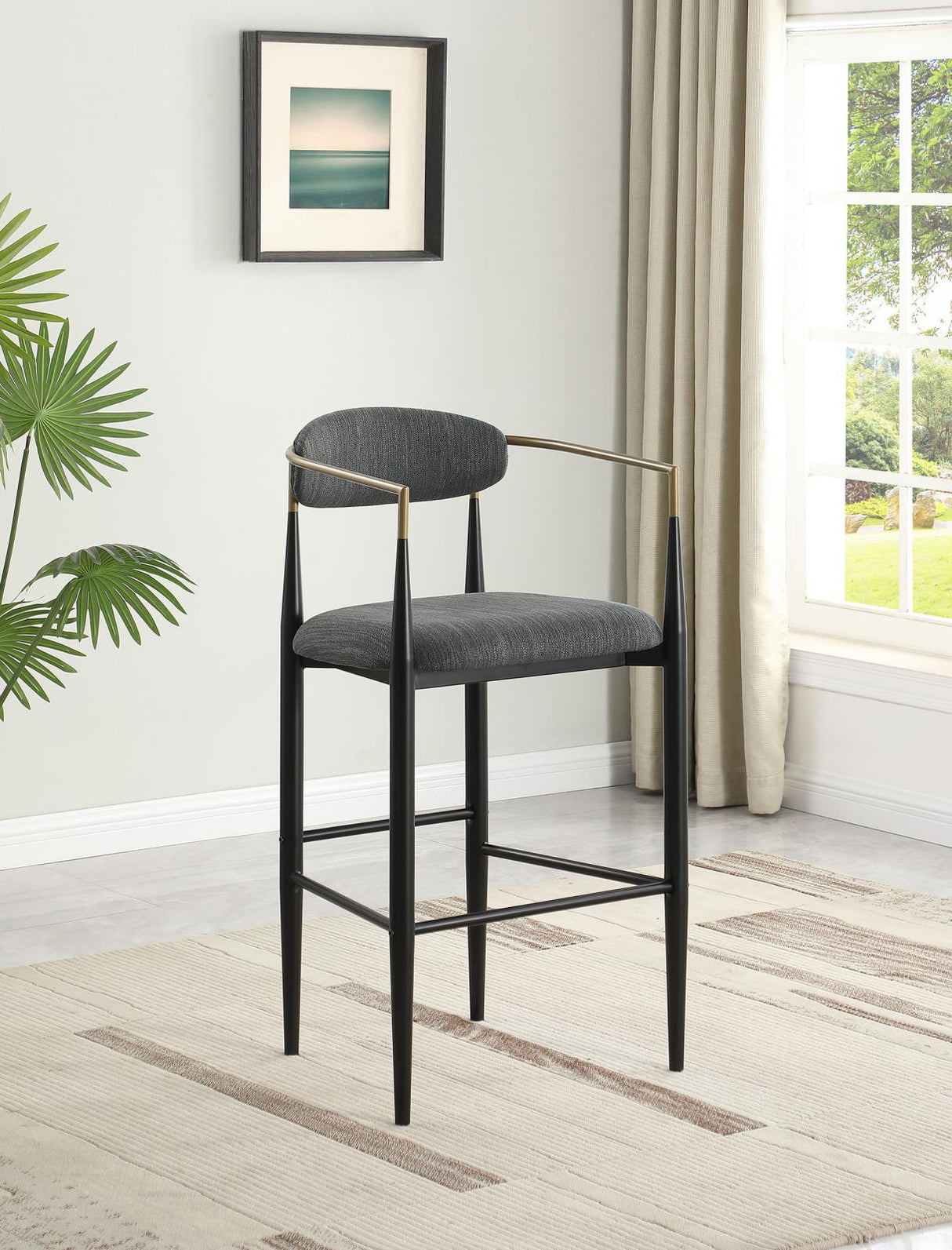 Tina Metal Pub Height Bar Stool with Upholstered Back and Seat Dark Grey (Set of 2) from Coaster - Luna Furniture