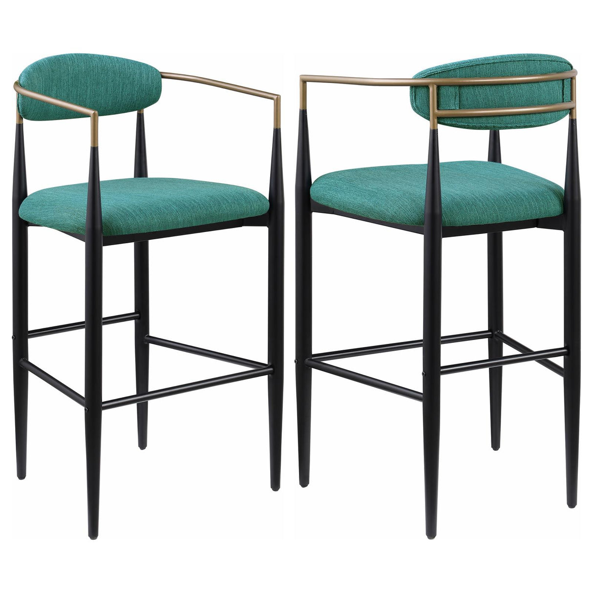 Tina Metal Pub Height Bar Stool with Upholstered Back and Seat Green (Set of 2) from Coaster - Luna Furniture