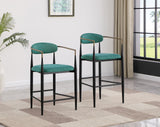 Tina Metal Pub Height Bar Stool with Upholstered Back and Seat Green (Set of 2) from Coaster - Luna Furniture