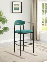 Tina Metal Pub Height Bar Stool with Upholstered Back and Seat Green (Set of 2) from Coaster - Luna Furniture