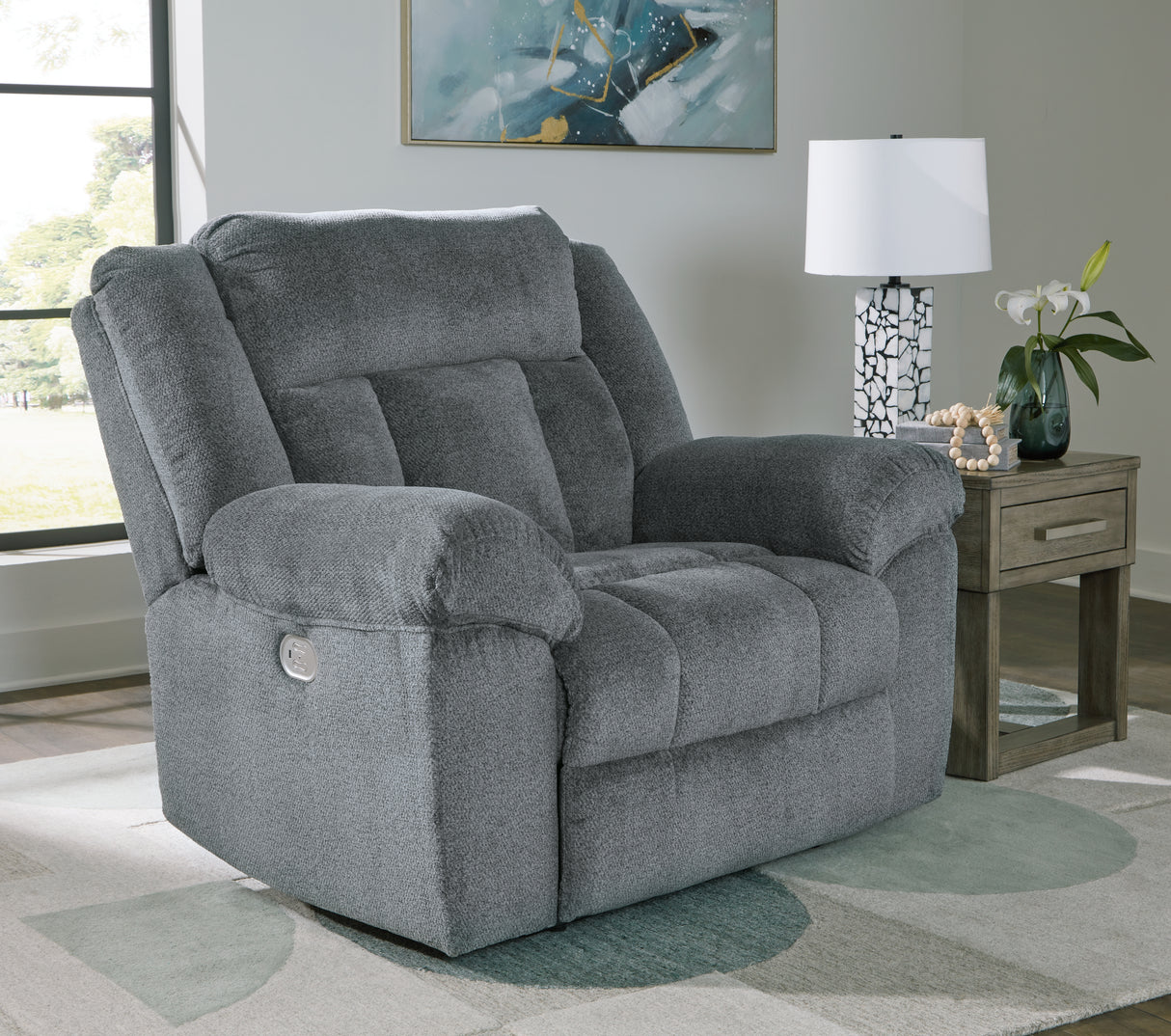 Tip-Off Slate Power Recliner from Ashley - Luna Furniture