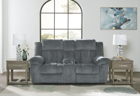 Tip-Off Slate Power Reclining Loveseat from Ashley - Luna Furniture