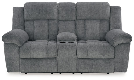 Tip-Off Slate Power Reclining Loveseat from Ashley - Luna Furniture