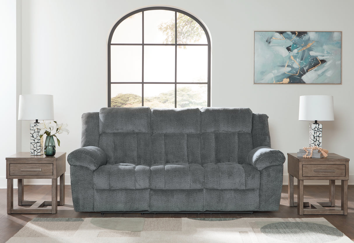 Tip-Off Slate Power Reclining Sofa from Ashley - Luna Furniture