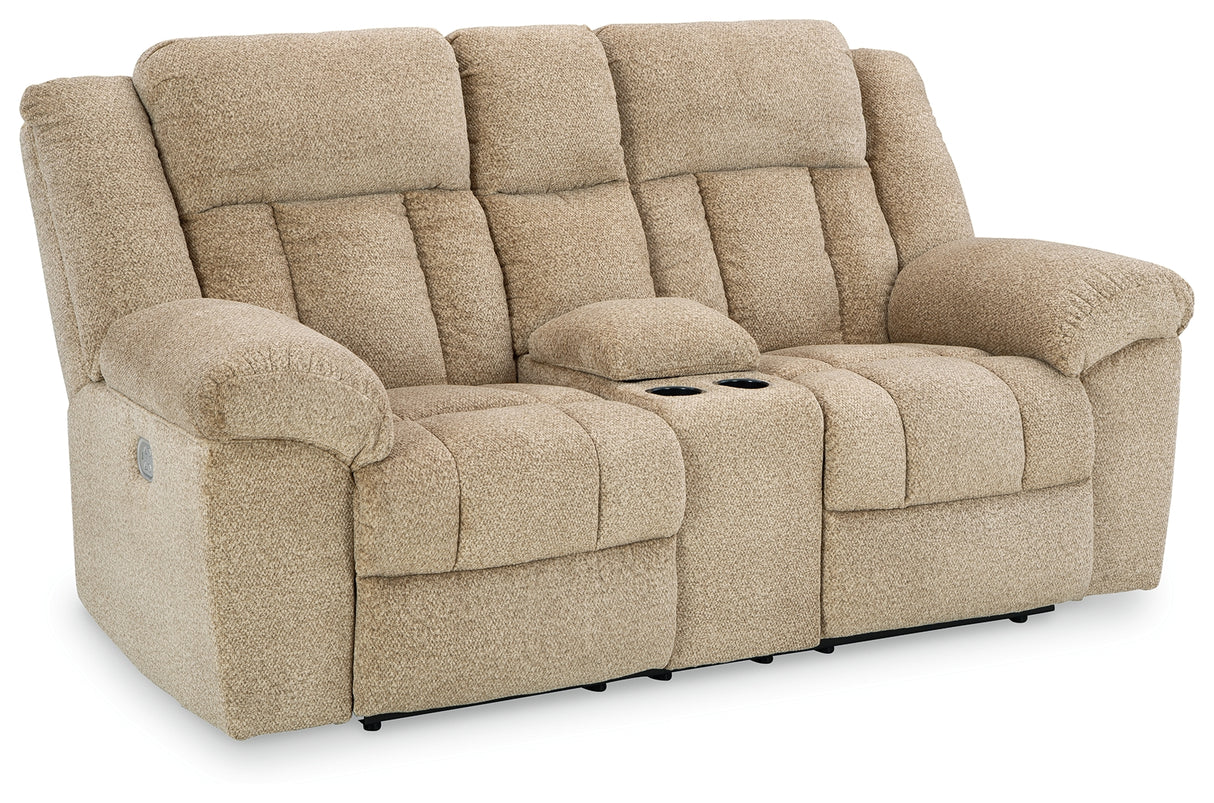 Tip-Off Wheat Power Reclining Loveseat from Ashley - Luna Furniture