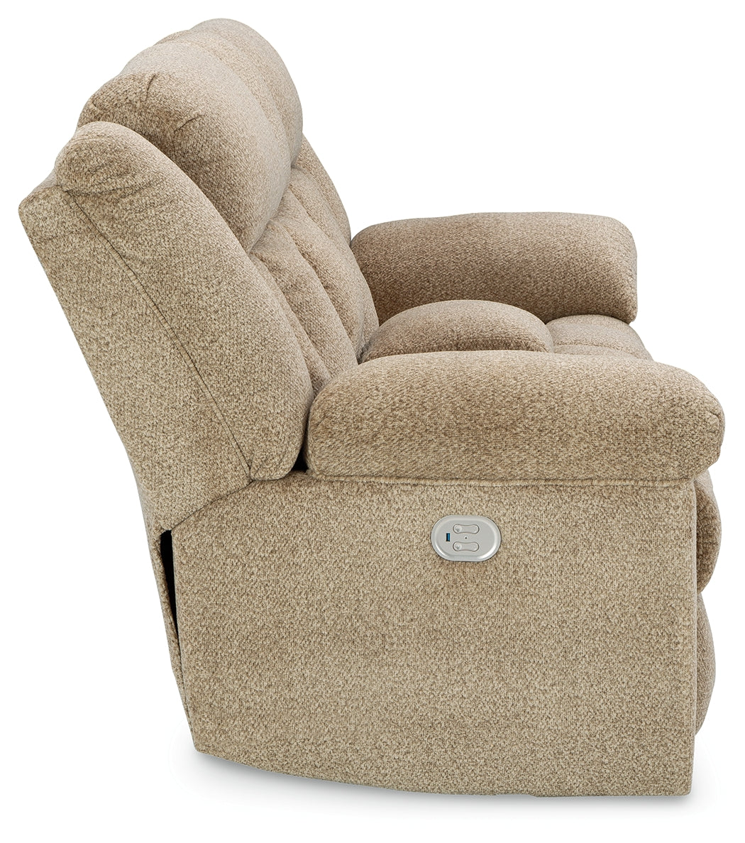 Tip-Off Wheat Power Reclining Loveseat from Ashley - Luna Furniture