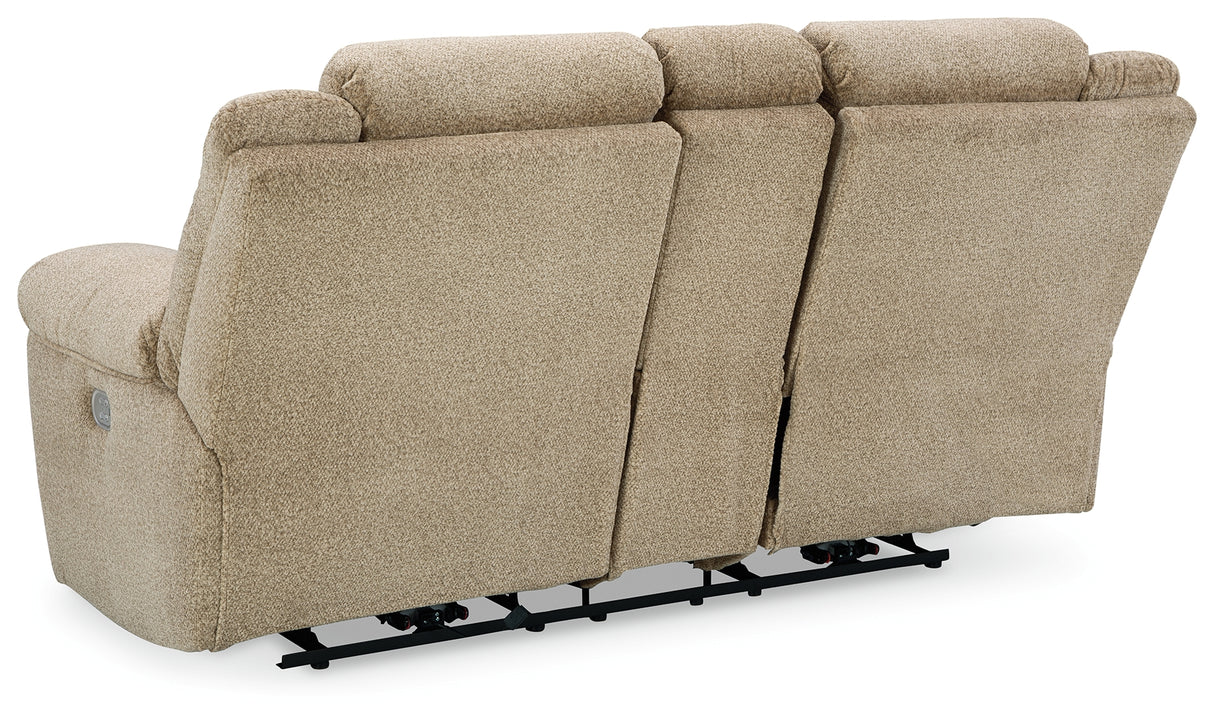 Tip-Off Wheat Power Reclining Loveseat from Ashley - Luna Furniture