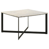 Tobin Square Marble Top Coffee Table White and Black from Coaster - Luna Furniture