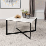 Tobin Square Marble Top Coffee Table White and Black from Coaster - Luna Furniture