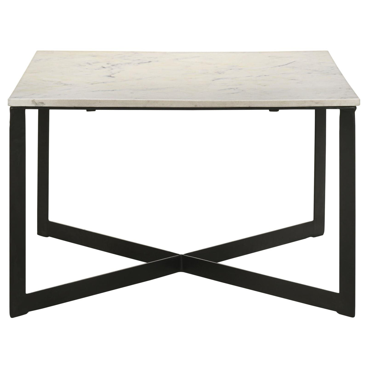 Tobin Square Marble Top Coffee Table White and Black from Coaster - Luna Furniture