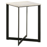 Tobin Square Marble Top End Table White and Black from Coaster - Luna Furniture