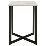 Tobin Square Marble Top End Table White and Black from Coaster - Luna Furniture