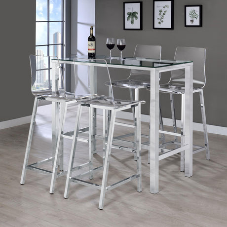 Tolbert 5-piece Bar Set with Acrylic Chairs Clear and Chrome from Coaster - Luna Furniture