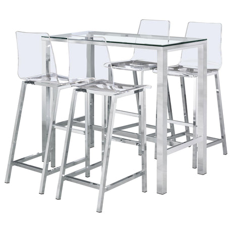 Tolbert 5-piece Bar Set with Acrylic Chairs Clear and Chrome from Coaster - Luna Furniture